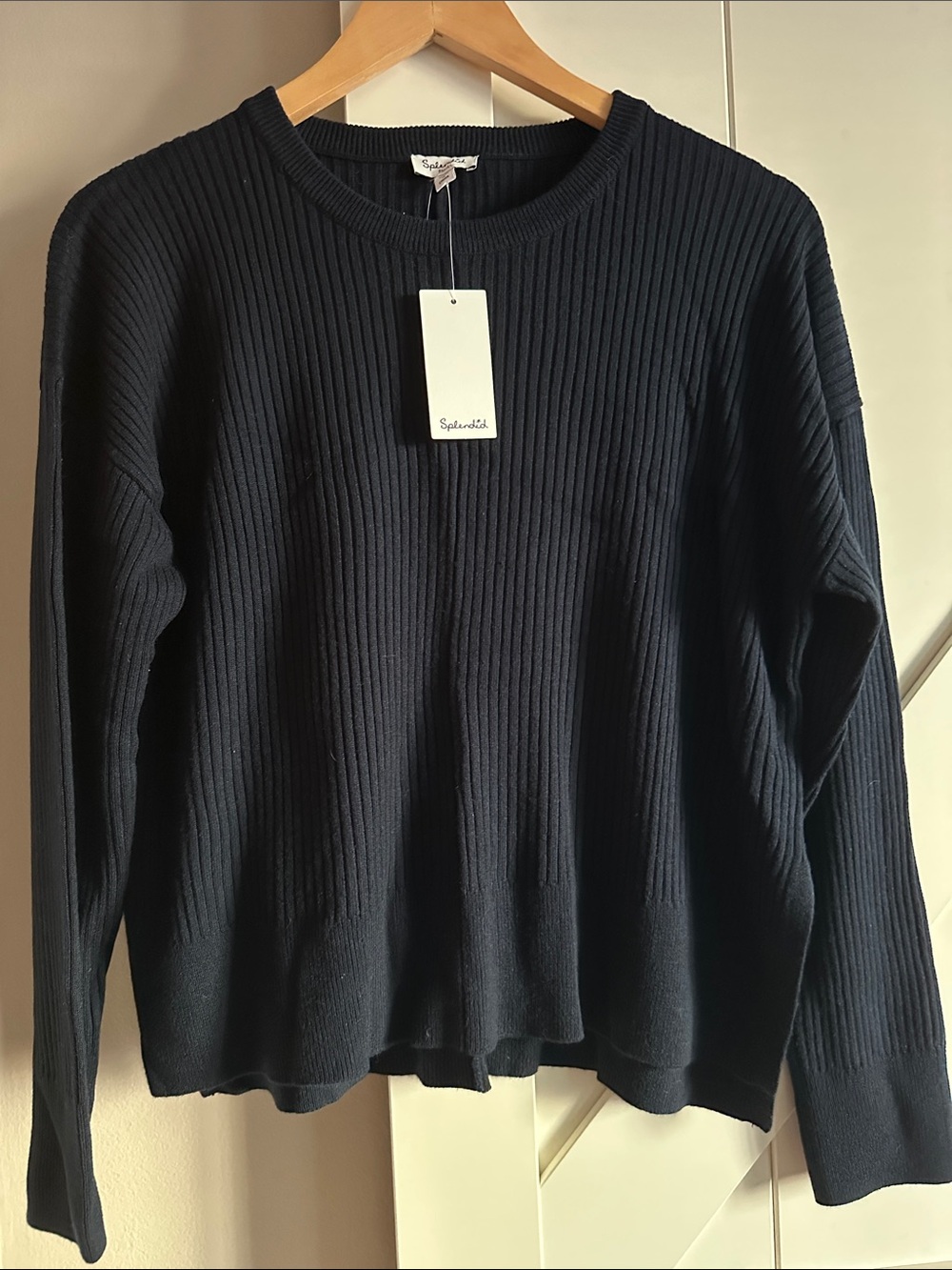 Splendid Black Ribbed Crewneck Sweater